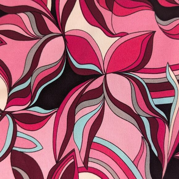 Y2K Vintage Wrapper Jersey Knit Abstract Floral Print Skirt Pink and Black M - Picture 8 of 11